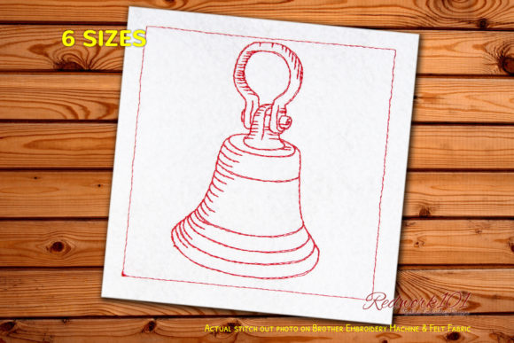 Brass Hanging Bell Redwork: A Festive Embroidery Delight