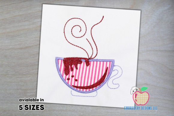 Cup with the Hot Coffee: A Stylish Embroidery Design