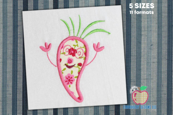 Cute Cartoon Carrot Raising His Hand Applique