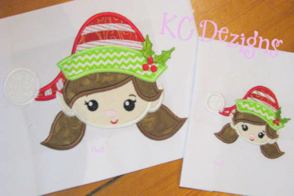 Cute Girl Elf Face: A Festive Embroidery Delight