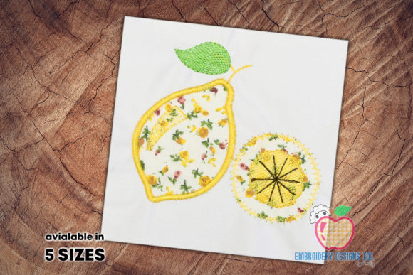 Lemon with the Lemon Slice: A Charming Embroidery Design
